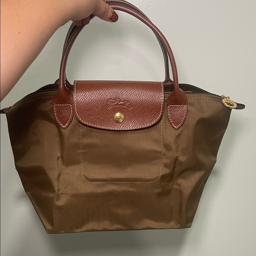Longchamp Brown Tote with Leather Accents